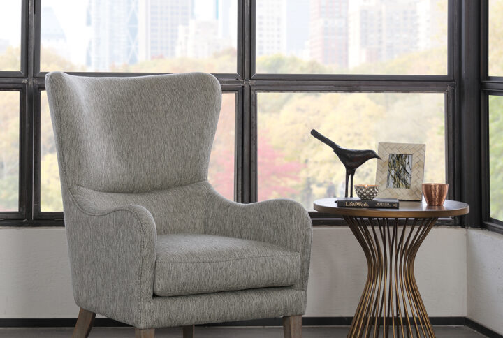 Arianna Swoop Wing Chair in Grey From Madison Park