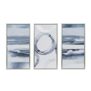 Grey Surrounding Silver Foil Abstract 3-piece Framed Canvas Wall Art Set in Grey From Madison Park