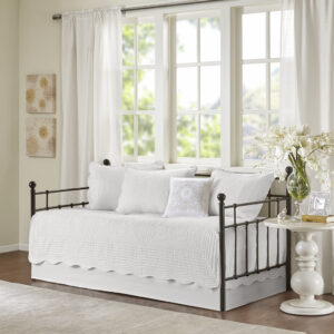 Tuscany 6 Piece Reversible Scalloped Edge Daybed Cover Set in White From Madison Park