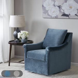 Deanna Upholstered Swivel Accent Chair in Blue From Madison Park