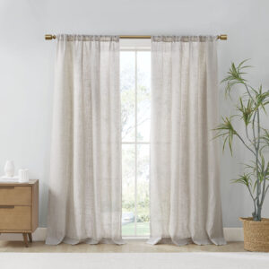 Kyler Linen Blend Light Filtering Curtain Panel Pair in Natural From Madison Park