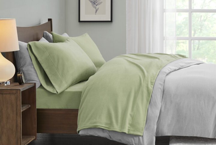 Micro Fleece Sheet Set in Green From True North by Sleep Philosophy