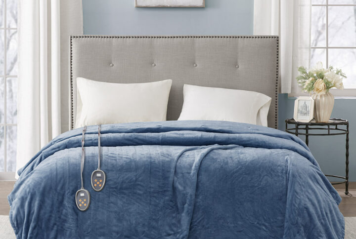 Heated Plush Blanket in Sapphire Blue From Beautyrest