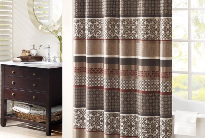 Princeton Jacquard Shower Curtain in Red From Madison Park