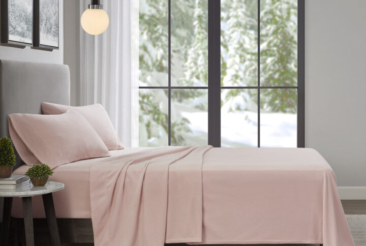 Micro Fleece Sheet Set in Blush From True North by Sleep Philosophy