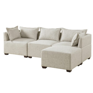 Molly 4-Piece Modular Sofa with Ottoman in Linen From INK+IVY