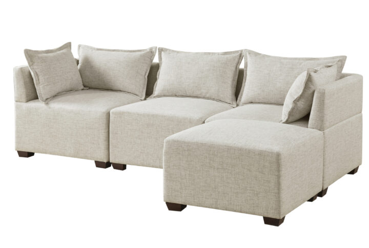 Molly 4-Piece Modular Sofa with Ottoman in Linen From INK+IVY