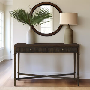 Kenna Fluted 2-drawer Storage Console Table in Brown From Martha Stewart