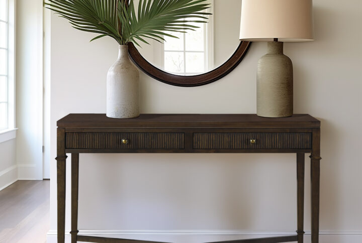 Kenna Fluted 2-drawer Storage Console Table in Brown From Martha Stewart