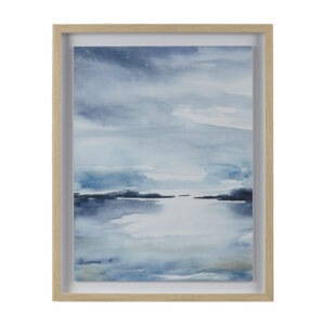 Sparkling Sea Framed Glass and Single Matted Abstract Landscape Coastal Wall Art in Blue From Madison Park