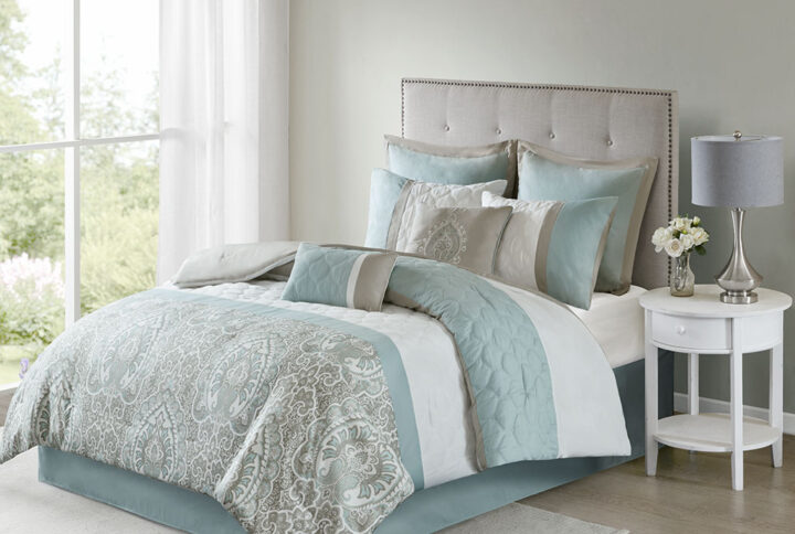 Shawnee 8 Piece Comforter Set in Seafoam From 510 Design