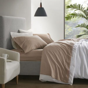 Linen Blend 4PC Sheet Set in Warm Taupe From Madison Park