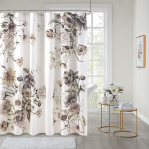 Cassandra Printed Cotton Shower Curtain in Blush From Madison Park