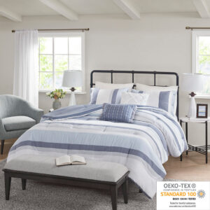 Allegany 5 Piece Jacquard Comforter Set in Blue From Madison Park