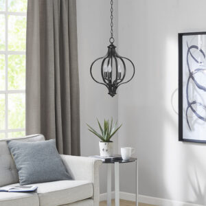 Nava 3-Light Metal Chandelier with Adjustable Chain in Black From Hampton Hill