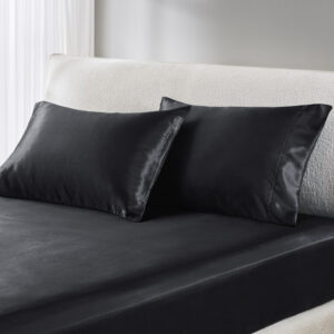 Satin Luxury 2 PC Pillowcases in Black From Madison Park Essentials