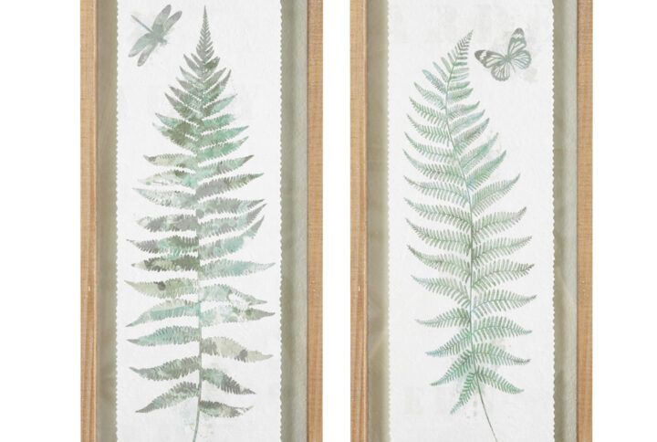 Linden Fern 2-piece Framed Glass Wall Art Set in Natural From Madison Park