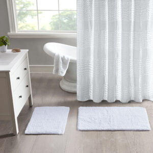 Ritzy 100% Cotton Solid Tufted 2 Piece Bath Rug Set in White From Madison Park Signature