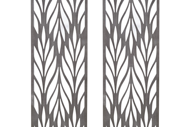 Florian Grey Laser Cut Wood 2-piece Panel Wall Decor Set in Reclaimed Grey From Madison Park