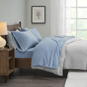 Micro Fleece Sheet Set in Blue From True North by Sleep Philosophy