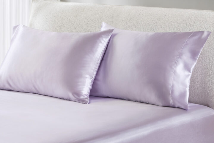 Satin Luxury 2 PC Pillowcases in Lilac From Madison Park Essentials