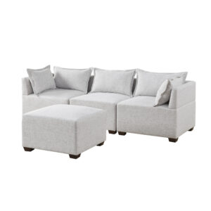 Molly 4-Piece Modular Sofa with Ottoman in Silver Grey From INK+IVY