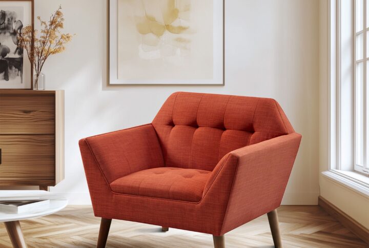 Newport Newport Wide Mid-Century Modern Lounge Chair in Spice From INK+IVY