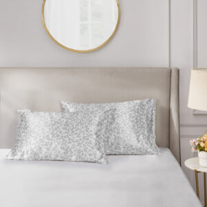 Printed Satin Luxury 2 PC Pillowcases in Gray Leopard From Madison Park Essentials