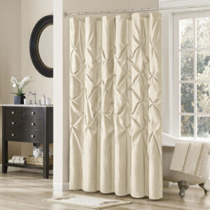 Laurel Tufted Semi-Sheer Shower Curtain in Ivory From Madison Park