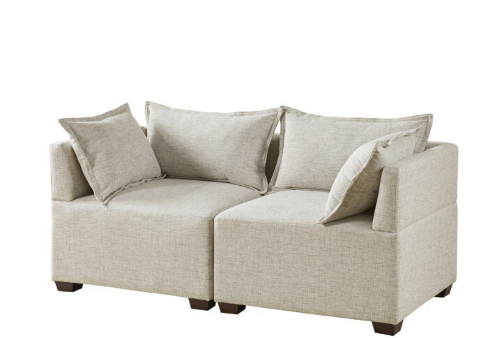 Molly 2-Piece Modular Loveseat Sofa in Linen From INK+IVY