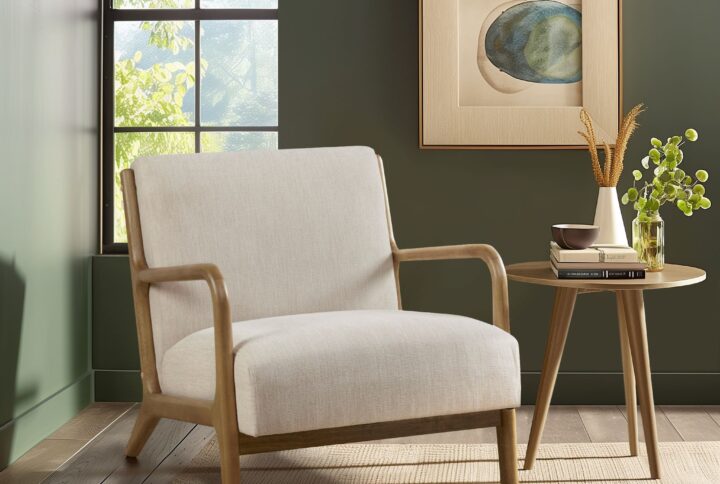 Novak Novak Mid-Century Modern Accent Armchair in Cream From INK+IVY