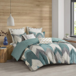 Alpine 3 Piece Comforter Mini Set in Aqua From INK+IVY