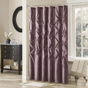 Laurel Tufted Semi-Sheer Shower Curtain in Plum From Madison Park