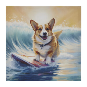 Beach Dogs Corgi Canvas Wall Art in Corgi/Blue Multi From Madison Park