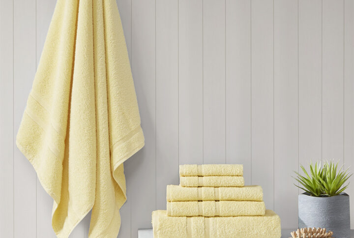 Aegean 100% Turkish Cotton 6 Piece Towel Set in Yellow From 510 Design