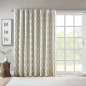 Blakesly Printed Ikat Blackout Patio Curtain in Taupe From SunSmart