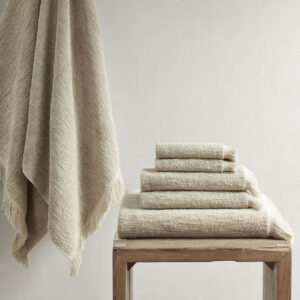 Nova Cotton Dobby Slub 6 Piece Towel Set in Taupe From INK+IVY