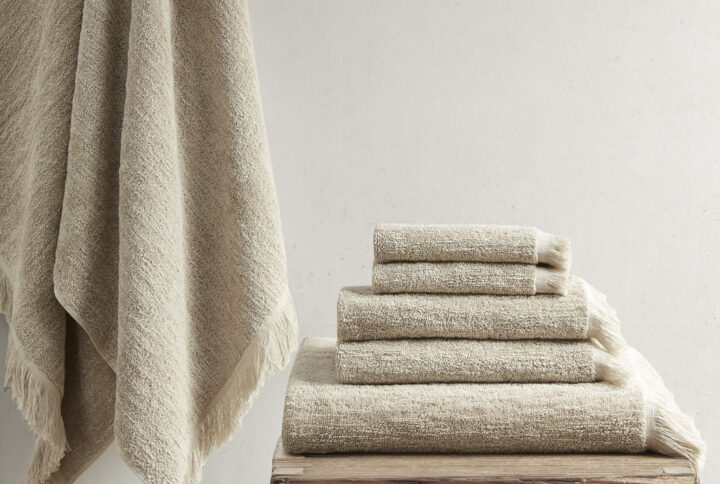 Nova Cotton Dobby Slub 6 Piece Towel Set in Taupe From INK+IVY