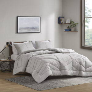 Remy Quilted Chevron Comforter Set in Gray From Intelligent Design