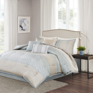 Bennett 7 Piece Comforter Set in Aqua From Madison Park