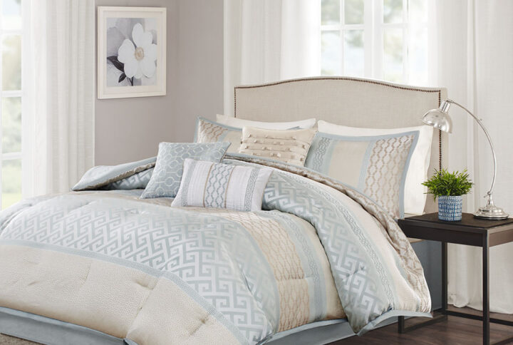 Bennett 7 Piece Comforter Set in Aqua From Madison Park