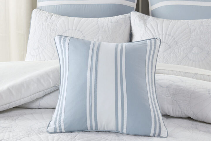 Crystal Beach Pieced Square Pillow in White From Harbor House