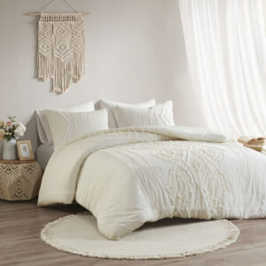 Margot 3 Piece Cotton Comforter Set in Off-White From Madison Park