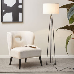 Clyde Metal Tripod Floor Lamp 60"H in Black From Martha Stewart