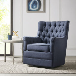 Mathis Swivel Glider Chair in Blue From Madison Park