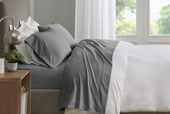 Smart Cool Microfiber Sheet Set in Grey From Sleep Philosophy