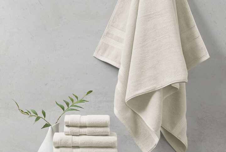 Plume 100% Cotton Feather Touch Antimicrobial Towel 6 Piece Set in Ivory From Beautyrest