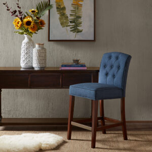 Marian Tufted Counter Stool in Navy From Madison Park