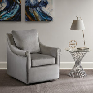 Deanna Upholstered Swivel Accent Chair in Grey From Madison Park