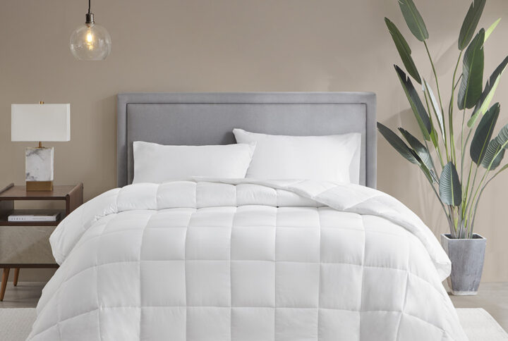 Level 2: Warmer Cotton Down Alternative Featherless Comforter in White From Sleep Philosophy